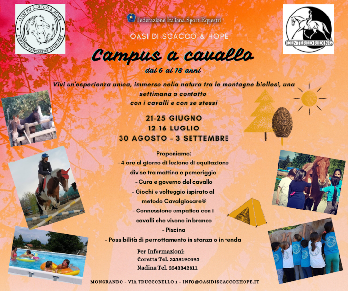 ESTATE ALL’OASI 2021: CAMPUS A CAVALLO