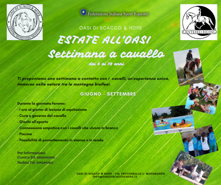 ESTATE ALL’OASI 2021:  SETTIMANA A CAVALLO